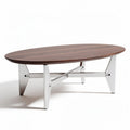 Tavolino da caffè ovalizzato in legno con struttura in metallo 150 x 80 x 40cm