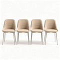 Sedie moderne in tessuto beige con struttura in metallo 45 x 55 x 85cm set da quattro