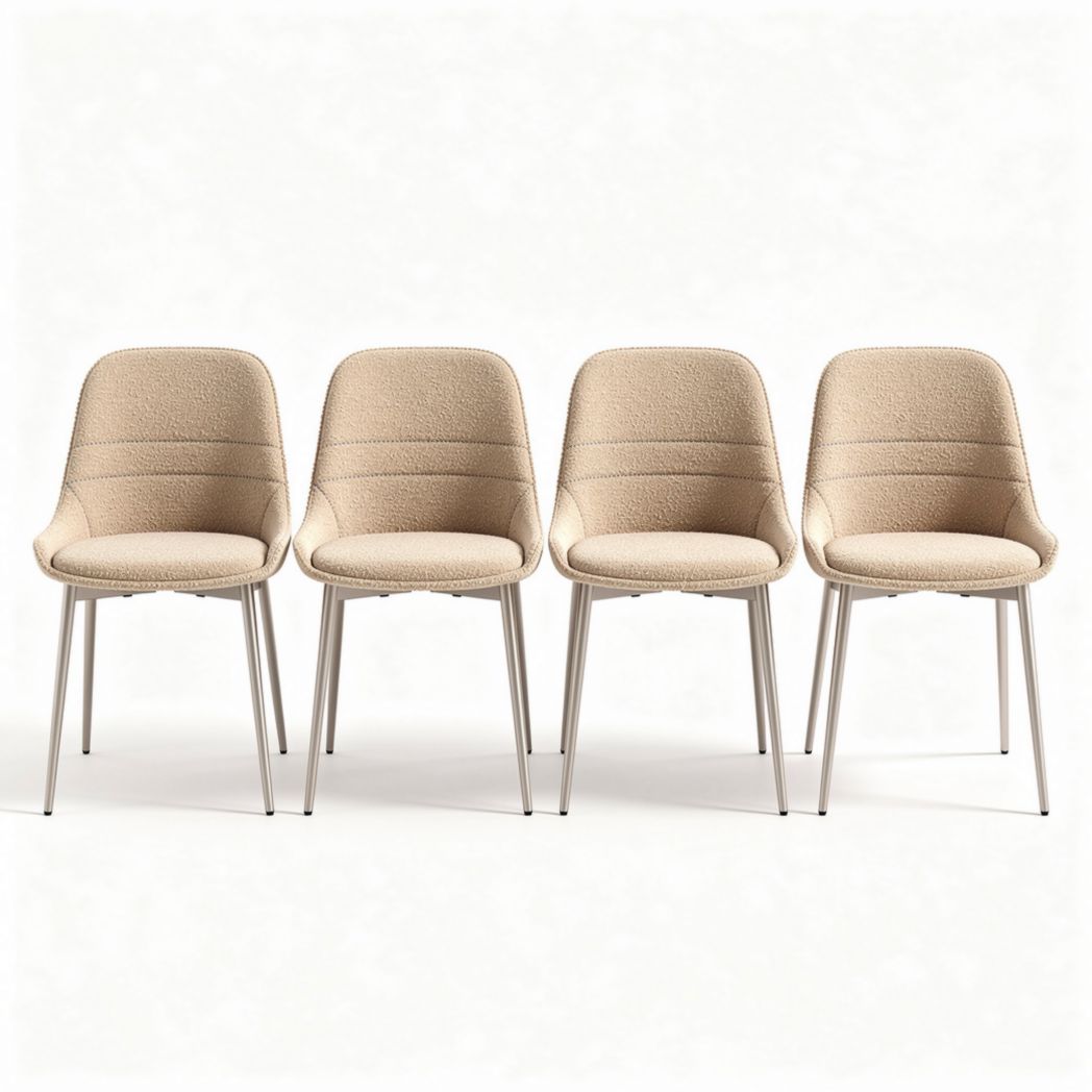 Sedie moderne in tessuto beige con struttura in metallo 45 x 55 x 85cm set da quattro