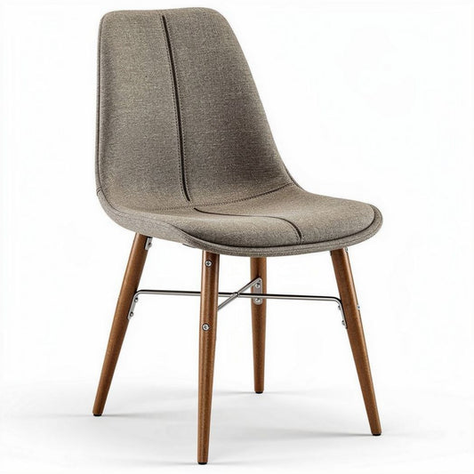 Sedia ergonomica in tessuto grigio con gambe in legno 45 x 50 x 85cm
