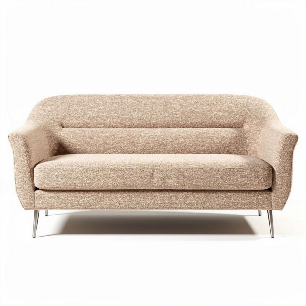 Divano beige in tessuto con struttura metallica dimensioni 160 x 80 x 70cm