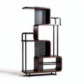 Scaffale in legno e metallo nero design moderno dimensioni 120 x 40 x 180cm