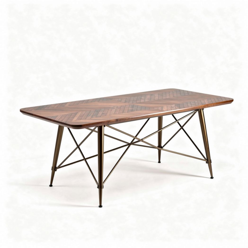 Tavolo da pranzo rettangolare in legno e metallo 180 x 90 x 75cm marrone