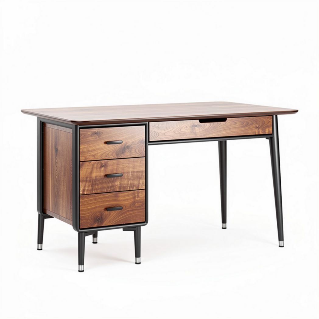 Scrivania in legno di noce con 3 cassetti dimensioni 120 x 60 x 75cm