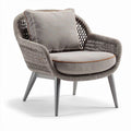 Poltrona in rattan grigio con cuscino e struttura in metallo 70 x 70 x 80cm