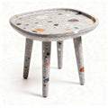 Tavolino in terrazzo grigio con gambe in legno 40 x 30 x 45cm