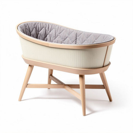 Culla in legno con materasso imbottito grigio 80 x 45 x 70cm