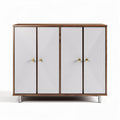 Credenza moderna in legno e metallo bianca 80 x 40 x 75cm con ante decorative