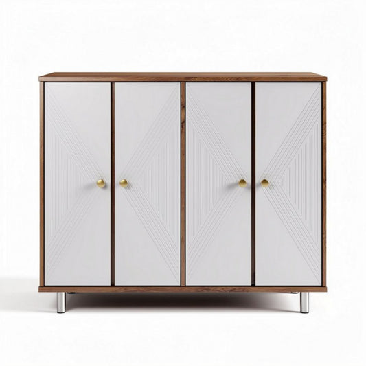 Credenza moderna in legno e metallo bianca 80 x 40 x 75cm con ante decorative
